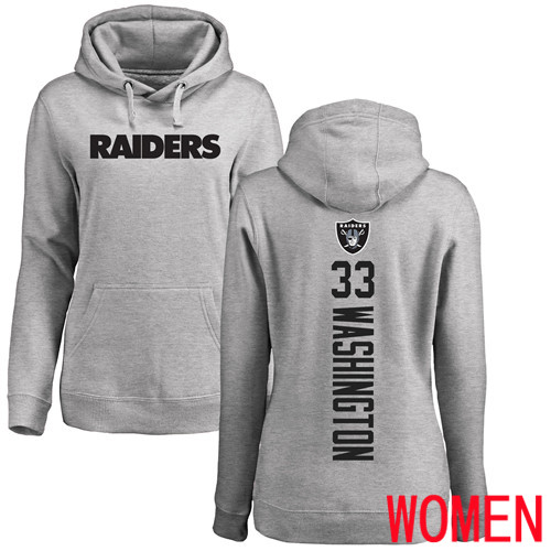 Oakland Raiders Ash Women DeAndre Washington Backer NFL Football #33 Pullover Hoodie Sweatshirts->oakland raiders->NFL Jersey